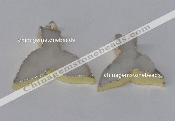 NGP2233 35*45mm - 40*55mm fishtail druzy agate gemstone pendants