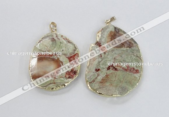 NGP2276 40*45mm - 45*60mm freeform ocean agate gemstone pendants