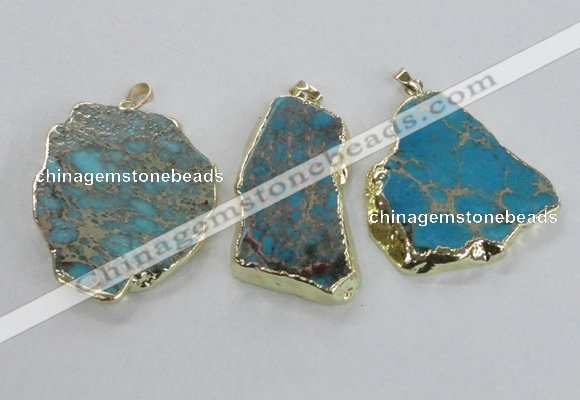 NGP2286 30*40mm - 40*50mm freeform sea sediment jasper pendants