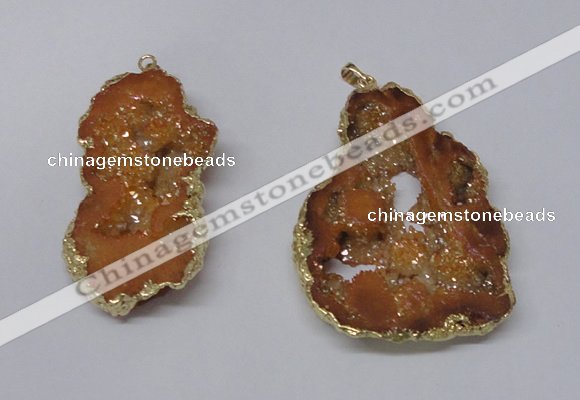 NGP2323 35*45mm - 45*55mm freeform plated druzy agate pendants