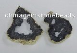 NGP2325 35*45mm - 45*55mm freeform plated druzy agate pendants