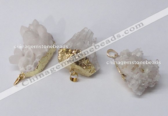 NGP2335 20*30mm - 25*35mm nuggets druzy quartz pendants