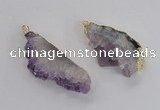 NGP2358 30*50mm - 30*65mm freeform druzy amethyst pendants