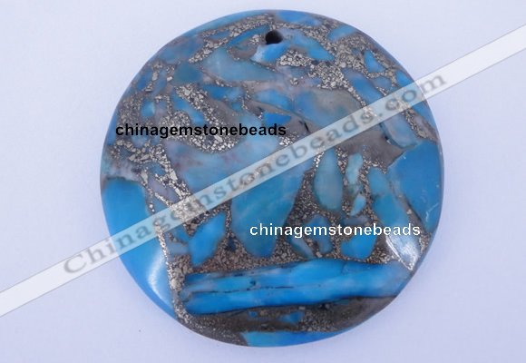 NGP236 7*40mm dyed golden turquoise & pyrite gemstone pendants