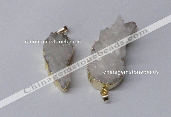 NGP2360 18*35mm - 22*45mm wing-shaped druzy quartz pendants