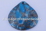 NGP237 40*40mm dyed golden turquoise & pyrite gemstone pendants