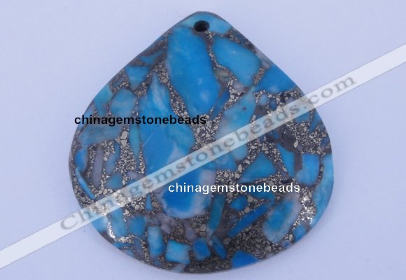 NGP237 40*40mm dyed golden turquoise & pyrite gemstone pendants