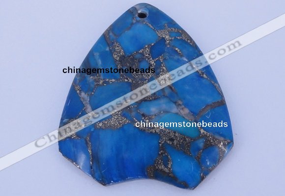 NGP239 39*45mm dyed golden turquoise & pyrite gemstone pendants