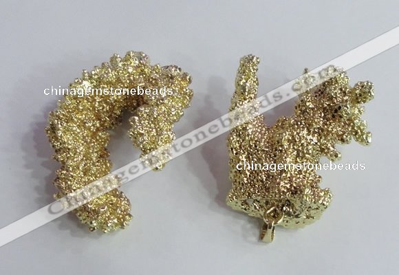 NGP2396 20*40mm - 30*50mm freeform plated natural coral pendants