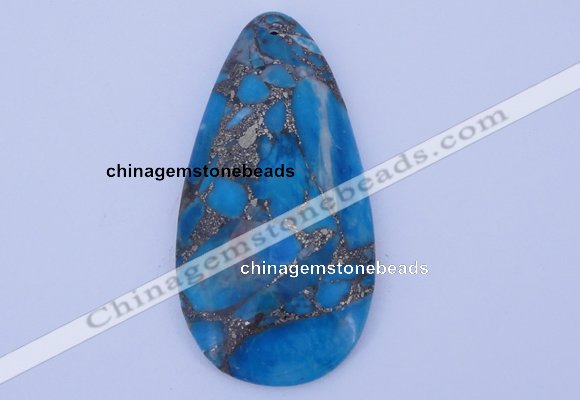 NGP240 30*60mm dyed golden turquoise & pyrite gemstone pendants