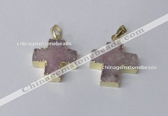 NGP2400 25*26mm - 27*28mm cross druzy agate pendants wholesale