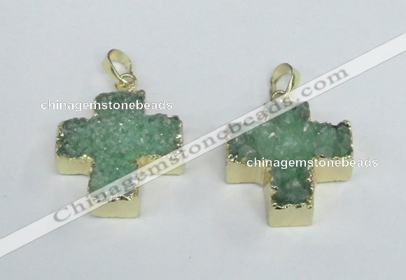 NGP2402 25*26mm - 27*28mm cross druzy agate pendants wholesale