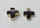 NGP2404 25*26mm - 27*28mm cross druzy agate pendants