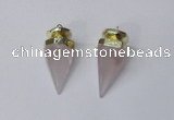 NGP2405 18*35mm - 20*40mm cone rose quartz pendants wholesale