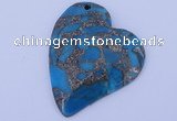 NGP241 39*47mm dyed golden turquoise & pyrite gemstone pendants