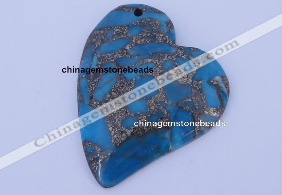 NGP241 39*47mm dyed golden turquoise & pyrite gemstone pendants