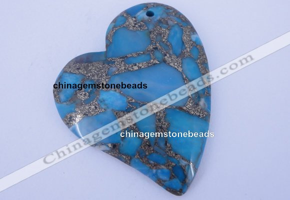 NGP242 39*47mm dyed golden turquoise & pyrite gemstone pendants