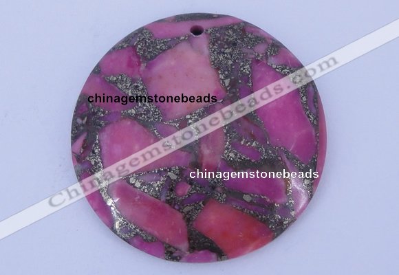 NGP243 7*40mm dyed golden turquoise & pyrite gemstone pendants