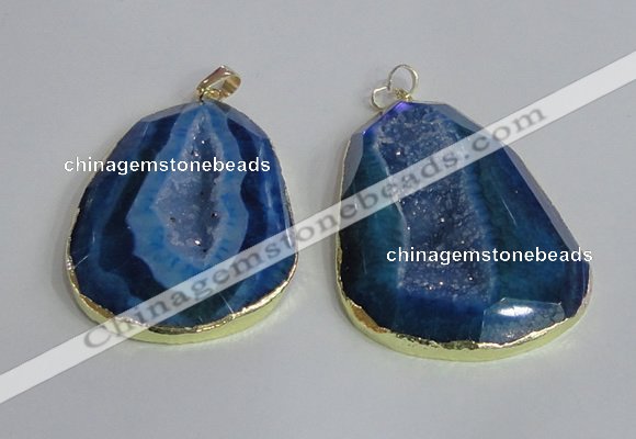 NGP2435 30*40mm - 40*45mm freeform druzy agate pendants wholesale