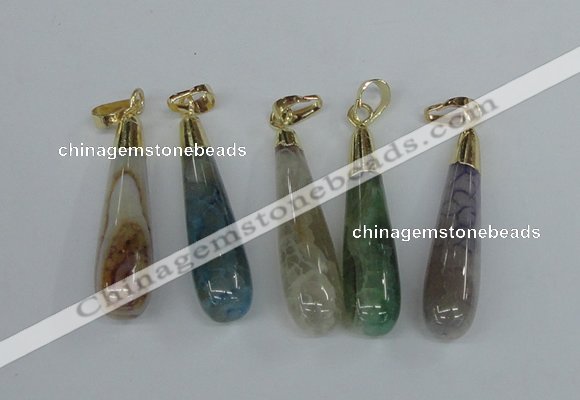 NGP2438 10*40mm teardrop agate gemstone pendants wholesale