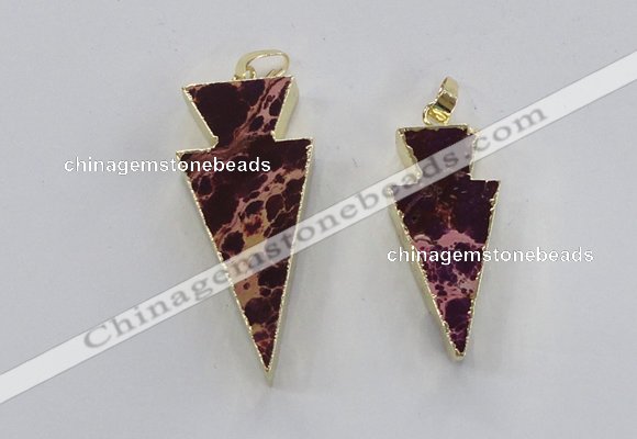 NGP2448 18*38mm - 22*45mm arrowhead sea sediment jasper pendants