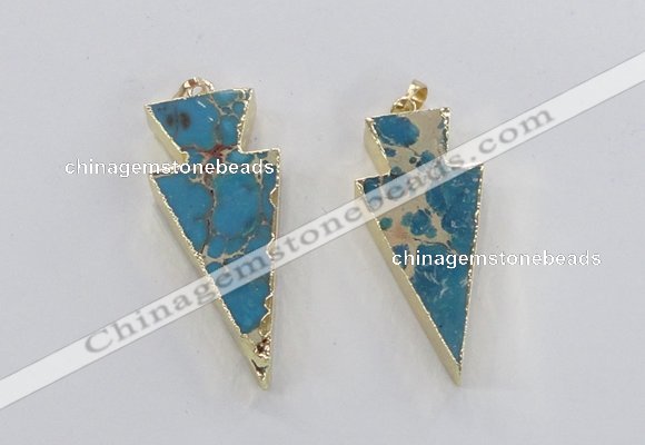 NGP2450 18*38mm - 22*45mm arrowhead sea sediment jasper pendants