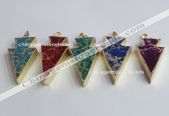 NGP2453 18*38mm - 22*45mm arrowhead sea sediment jasper pendants