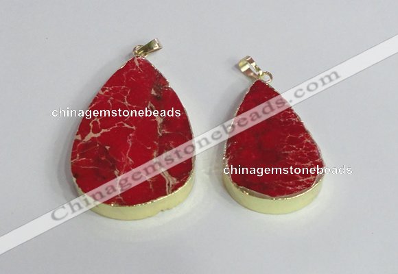 NGP2456 20*30mm - 30*35mm flat teardrop sea sediment jasper pendants