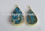 NGP2457 20*30mm - 30*35mm flat teardrop sea sediment jasper pendants