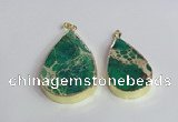 NGP2458 20*30mm - 30*35mm flat teardrop sea sediment jasper pendants