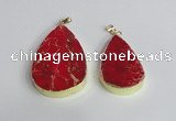 NGP2463 30*40mm - 40*50mm flat teardrop sea sediment jasper pendants