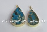 NGP2464 30*40mm - 40*50mm flat teardrop sea sediment jasper pendants