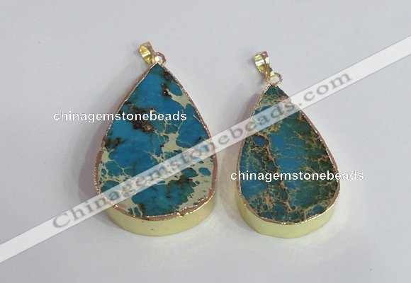 NGP2464 30*40mm - 40*50mm flat teardrop sea sediment jasper pendants