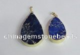 NGP2466 30*40mm - 40*50mm flat teardrop sea sediment jasper pendants