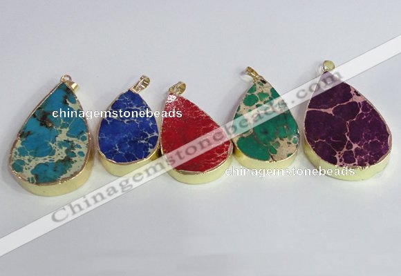 NGP2467 30*40mm - 40*50mm flat teardrop sea sediment jasper pendants