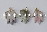 NGP2477 22*30mm - 25*35mm carved leaf druzy agate pendants