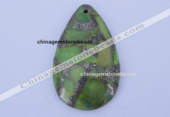 NGP248 30*49mm dyed golden turquoise & pyrite gemstone pendants