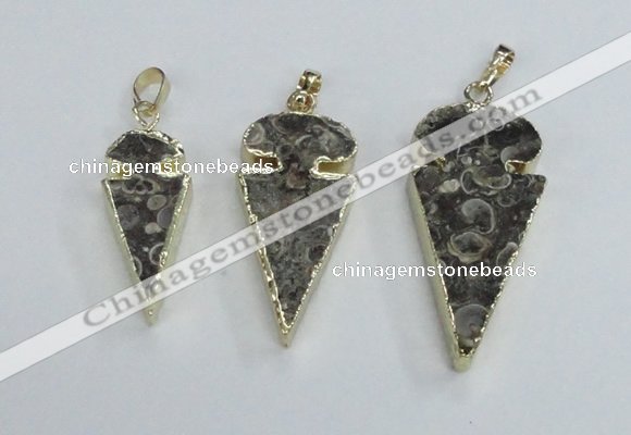 NGP2485 15*30mm - 22*40mm arrowhead ammonite gemstone pendants