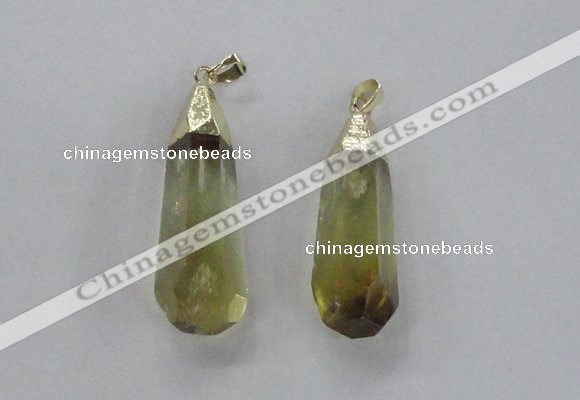 NGP2488 12*45mm - 15*50mm faceted nuggets lemon quartz pendants