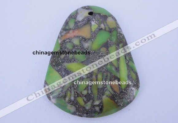 NGP249 38*47mm dyed golden turquoise & pyrite gemstone pendants