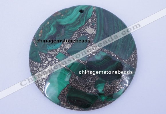 NGP250 7*45mm fashion malachite & pyrite gemstone pendants