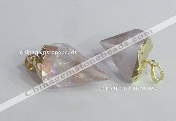 NGP2502 18*20mm - 15*25mm faceted nuggets white crystal pendants