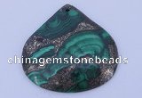 NGP251 43*45mm fashion malachite & pyrite gemstone pendants