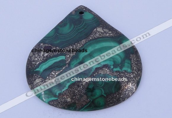 NGP251 43*45mm fashion malachite & pyrite gemstone pendants