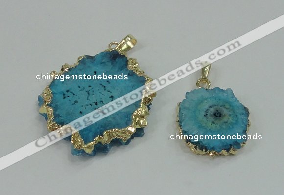 NGP2510 18*25mm - 30*40mm freeform druzy agate pendants