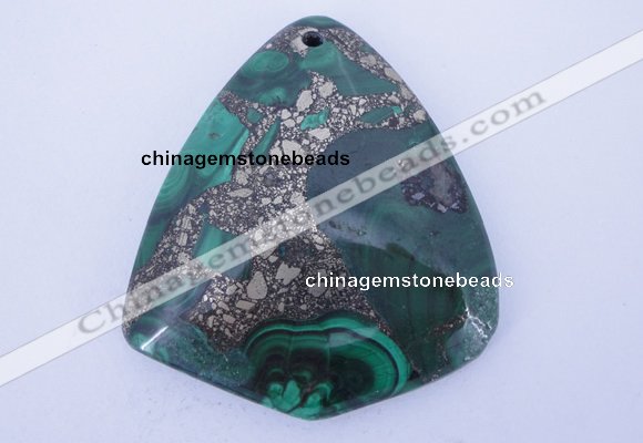 NGP252 40*50mm fashion malachite & pyrite gemstone pendants