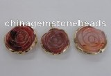 NGP2520 40mm - 45mm carved flower agate gemstone pendants