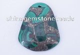 NGP253 38*47mm fashion malachite & pyrite gemstone pendants