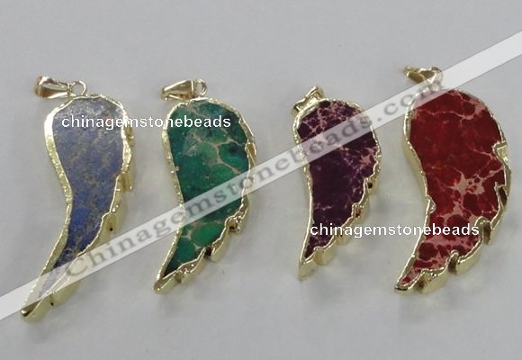 NGP2530 18*40mm - 22*55mm wing-shaped sea sediment jasper pendants