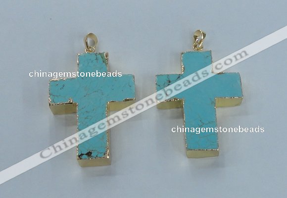 NGP2532 30*40mm - 40*50mm cross turquoise pendants wholesale